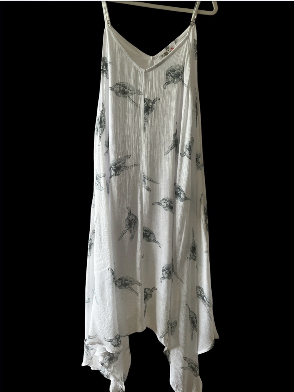 India Boutique White Sea Turtle Print Asymmetrical Dress - One Size OS